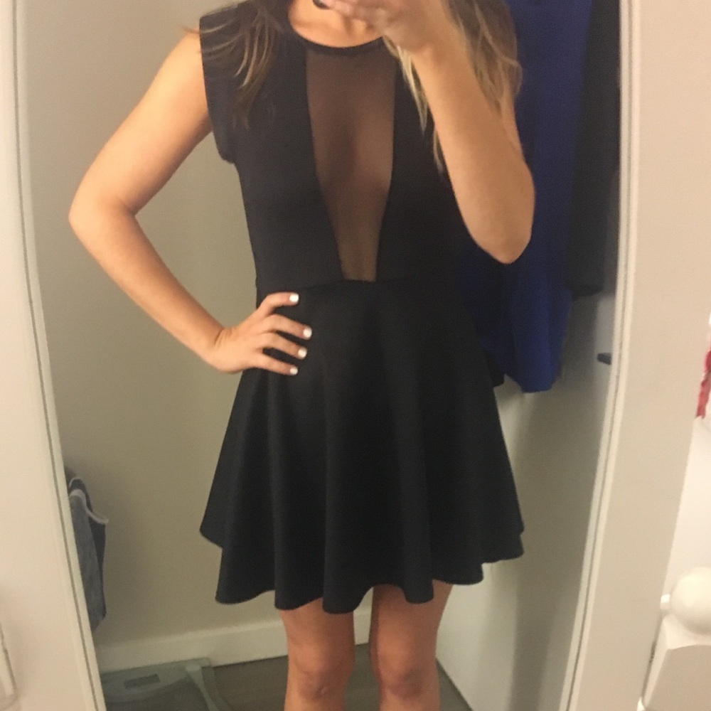 Black Mesh Insert Skater Dress | Small | W…